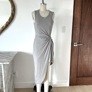 LOVERS + Friends Asymmetrical knot dress. Silver/grey, Size Small.
